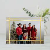 Geschenk ingepakt fotolijstje folie feestdagenkaart (Staand Voorkant)