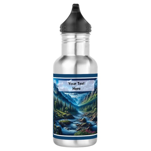 Geschenk met aangepaste tekst berglandschap voor v waterfles  (Rechts)