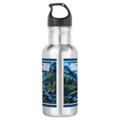 Geschenk met aangepaste tekst berglandschap voor v waterfles  (Achterkant)