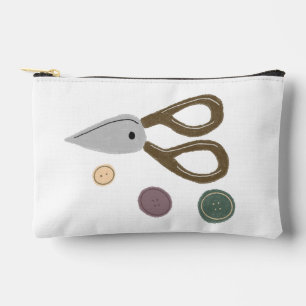 Geschenk met antieke naaischaren en knopen etui