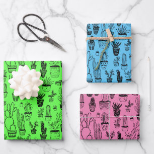Geschenk met de hand gemaakte neon potplanten vetp inpakpapier vel