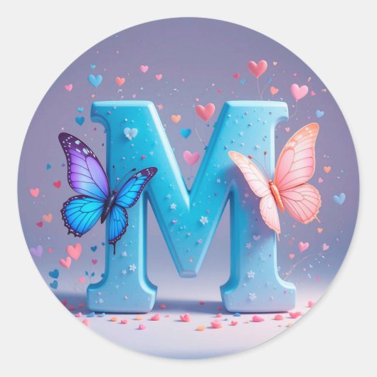 Geschenk met de letter M, Whimsical natuur Ronde Sticker (Voorkant)