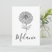 Geschenk met eigen september aster geboortebloem v kaart (Staand voorkant)