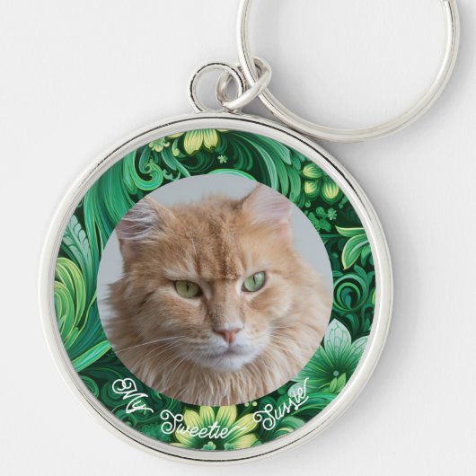 Geschenk met foto van huisdier voor kattenliefhebb sleutelhanger (Voorkant)