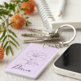Geschenk met geboortebloem september ochtendglorie sleutelhanger