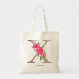 Geschenk met geïndividualiseerde roos initiaal Let Tote Bag