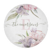 Geschenk met monogram en bloemen snijplank (Voorkant)