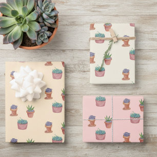 Geschenk met waterverf van kamerplanten vetplanten inpakpapier vel