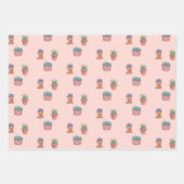 Geschenk met waterverf van kamerplanten vetplanten inpakpapier vel (Voorkant 3)