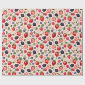 Geschenk mit gemengd bessen watercolor fruitpatroo cadeaupapier (Vlak)