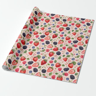Geschenk mit gemengd bessen watercolor fruitpatroo cadeaupapier