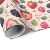 Geschenk mit gemengd bessen watercolor fruitpatroo cadeaupapier (Rol Hoek)