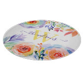 Geschenk Regenboog Bloemen Snijplank met Initialen (Hoek)