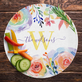 Geschenk Regenboog Bloemen Snijplank met Initialen