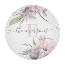 Geschenk Snijplank met Bloemen en Initiaal