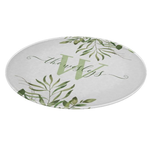 Geschenk Snijplank met Waterverf Blad en Initiaal (Hoek)