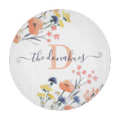 Geschenk Snijplank met Waterverf Bloemen en Initia (Voorkant)