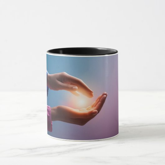 Geschenk van Genezing: "Handen van Genezing" Mok (Midden)
