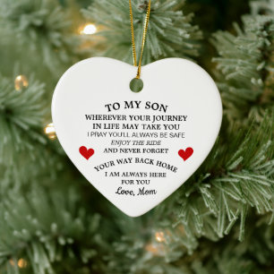 Geschenk van moeder aan zoon, perfect cadeau keramisch ornament