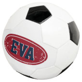Geschenk voetbal met eigen naam en gekleurd logo (Drie kwart)