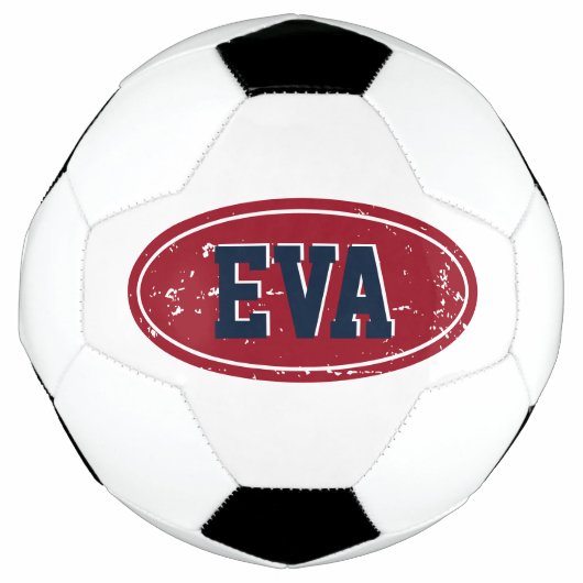 Geschenk voetbal met eigen naam en gekleurd logo (Voorkant)
