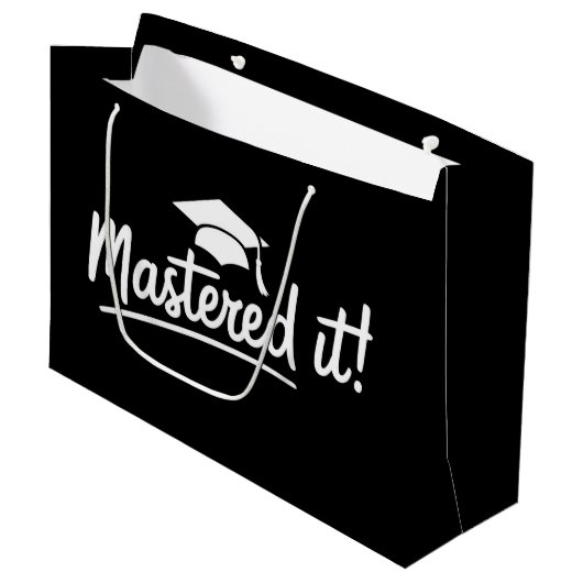 Geschenk voor afstuderen met masterdiploma, hebt h groot cadeauzakje (Voorkant Gekanteld)
