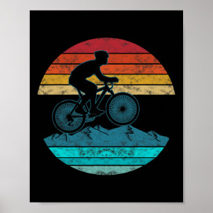 Geschenk voor bergfietsers in vintage retro stijl poster