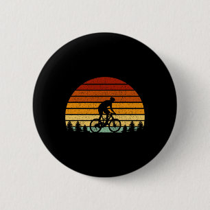 Geschenk voor bergfietsers in vintage zonsondergan ronde button 5,7 cm