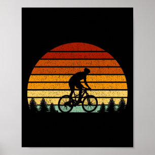 Geschenk voor bergfietsers met vintage zonsonderga poster