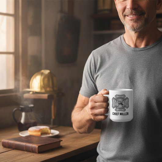 Geschenk voor brandweerman met naam en aantal dien koffiemok