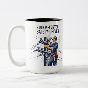 Geschenk voor elektricien stormherstel tweekleurige koffiemok