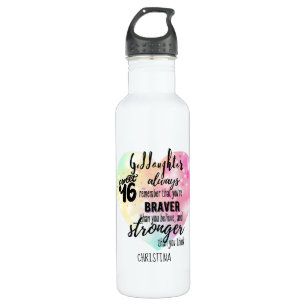 Geschenk voor peetdochter Sweet16 citaat Moediger  Waterfles