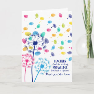 geschenk voor waardering leraar paardenbloem vinge kaart