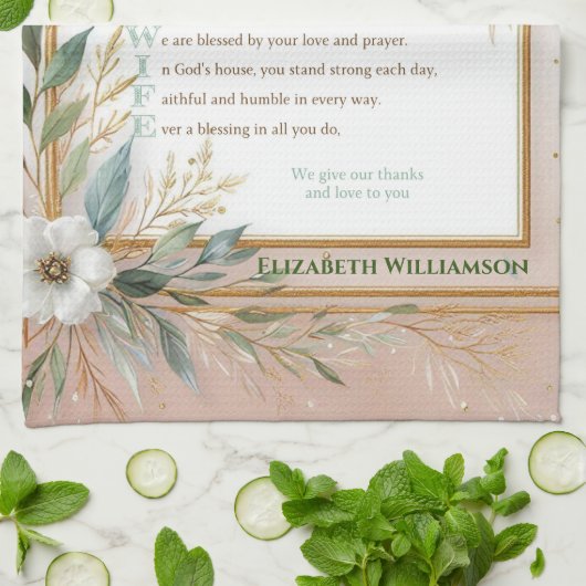 ✝️ Geschenk voor waardering voor predikantsvrouw,  Theedoek (Gevouwen)