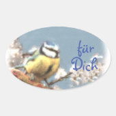 Geschenkaufkleber -  Blaumeise - Aquarell Ovale Sticker (Voorkant)