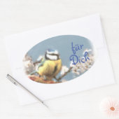 Geschenkaufkleber -  Blaumeise - Aquarell Ovale Sticker (Envelop)