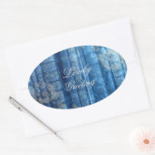 Geschenkaufkleber - Bücher Goldornamente - blau |  Ovale Sticker (Envelop)