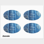 Geschenkaufkleber - Bücher Goldornamente - blau |  Ovale Sticker (Vel)