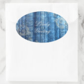 Geschenkaufkleber - Bücher Goldornamente - blau |  Ovale Sticker (Tas)