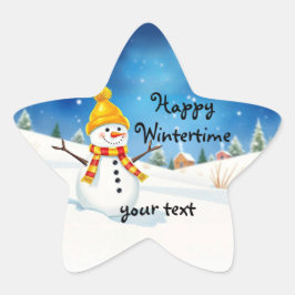 Geschenkaufkleber - Fröhlicher Schneemann Ster Sticker