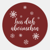 Geschenkaufkleber - Schneesterne - dunkelrot Ronde Sticker (Voorkant)