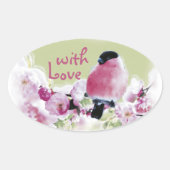 Geschenkaufkleber - Vogel Gimpel - Aquarell Ovale Sticker (Voorkant)