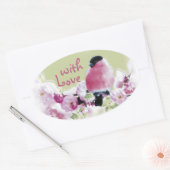 Geschenkaufkleber - Vogel Gimpel - Aquarell Ovale Sticker (Envelop)