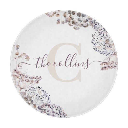 Geschenkboard met gedroogde bloemen en monogram snijplank (Voorkant)