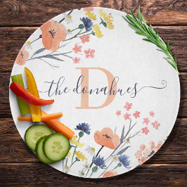Geschenkboard met waterverf bloemen en monogram snijplank