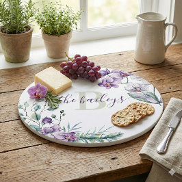 Geschenkboard met waterverf orchidee en monogram snijplank