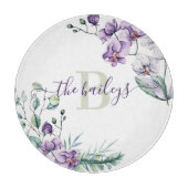 Geschenkboard met waterverf orchidee en monogram snijplank (Voorkant)