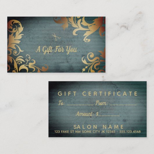 geschenkcertificaat voor chic hair stylist hairsty kortingskaartje (Voorkant / Achterkant)