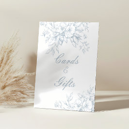 Geschenken en Kaarten Floral Blue Toile Wedding Reclamebord Met Voetstuk
