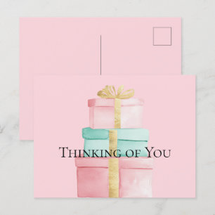 Geschenken Gold Blush Pink Mint Denken aan jou Briefkaart